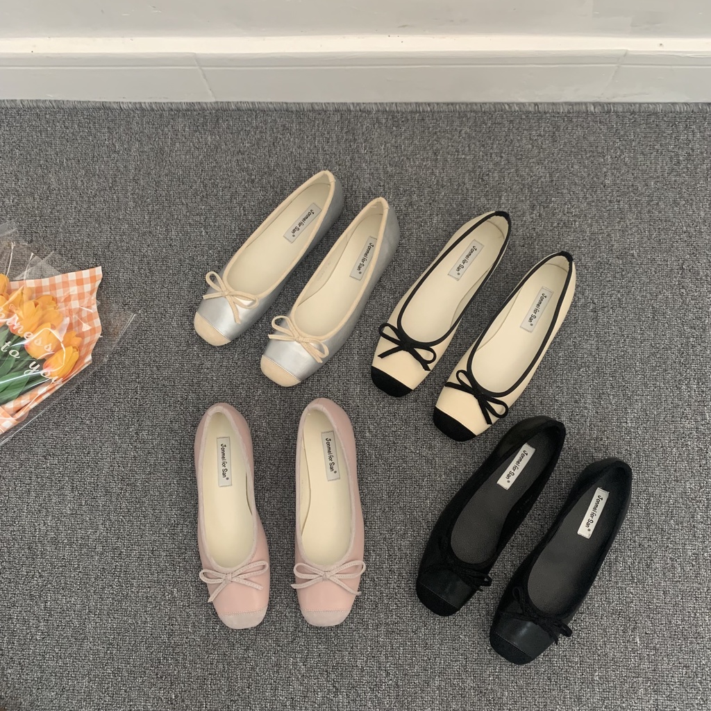 Giày Búp Bê Đế Bằng Màu Đen Dễ Phối Đồ Thời Trang Xuân Thu 2022