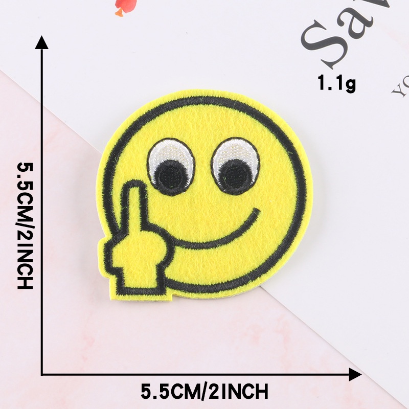 Sticker Ủi Thêu Hình Mặt Cười 5CM