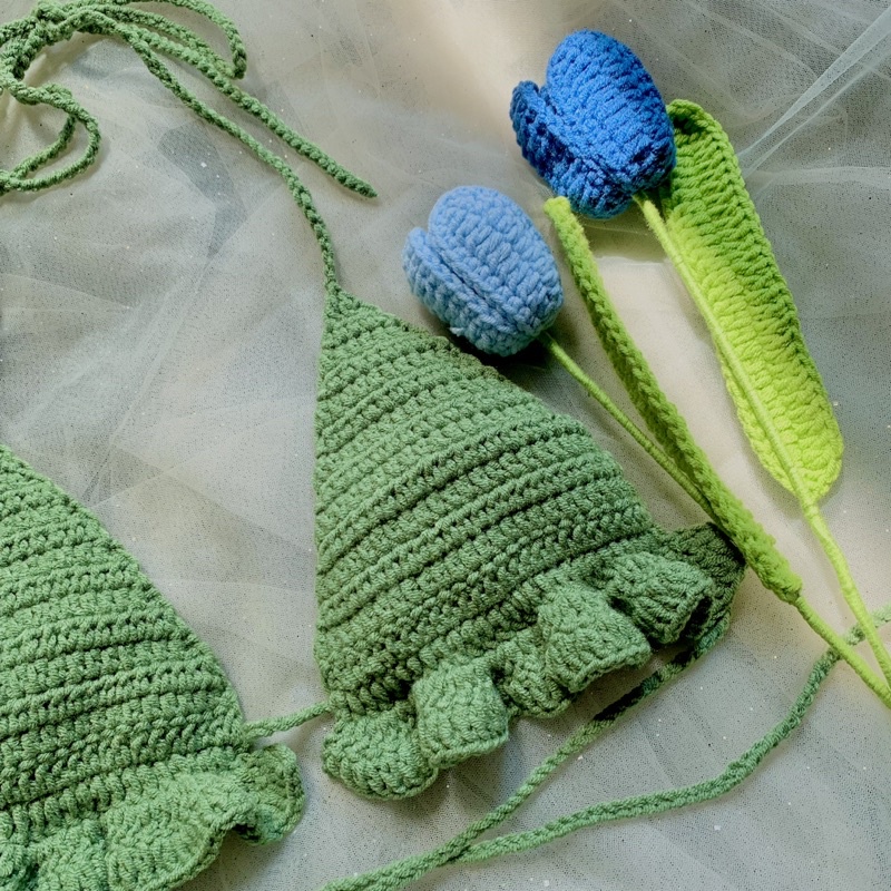 Bikini Bèo Nhún - Bralette Len Móc - xanhlanhes