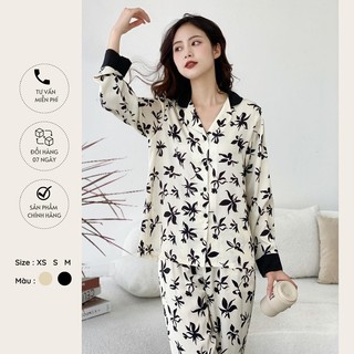 Set pyjama Hoa May lụa satin O.N, hàng chính hãng