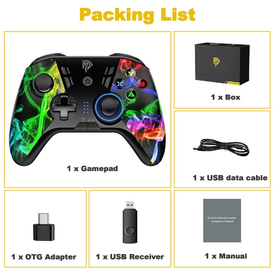 🎁TẶNG DÂY SẠC🎁Tay cầm chơi game EASY SMX 9110 - LED Bluetooth,Wireless chơi game FO4|PES2022|Genshin Impact|