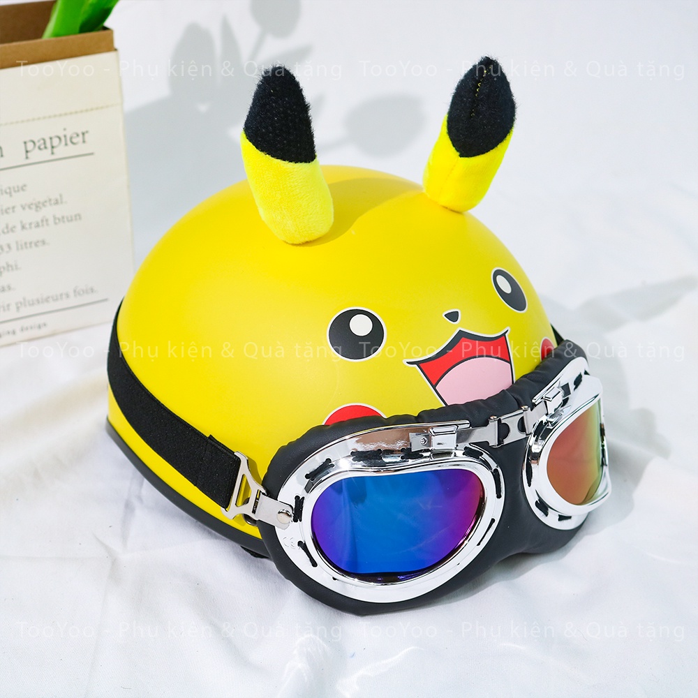 Mũ bảo hiểm nửa đầu DORAEMON, PIKACHU, GẤU NÂU có tai dễ thương cute TooYoo TY0118