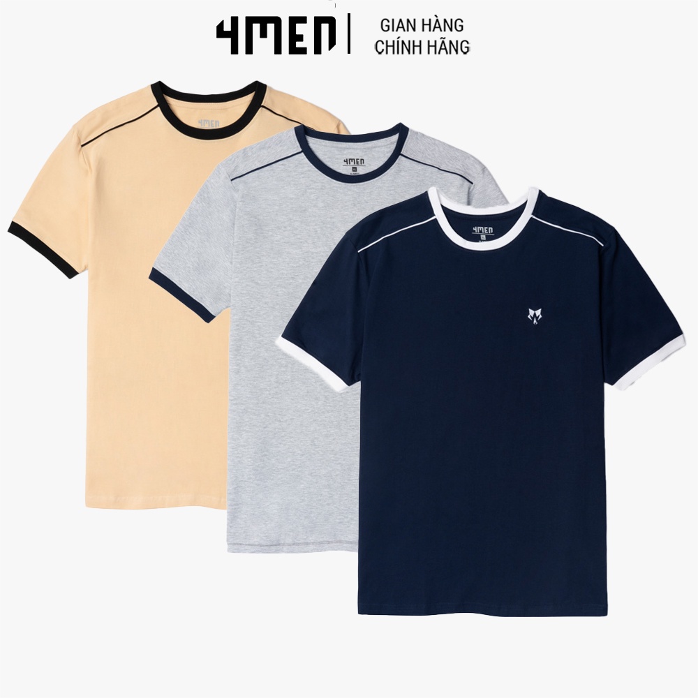 Áo Thun Nam Slimfit Fox 4MEN AT115 cổ tròn tay ngắn, thêu họa tiết, vải cotton thoáng mát, mềm mại, co giãn 4 chiều