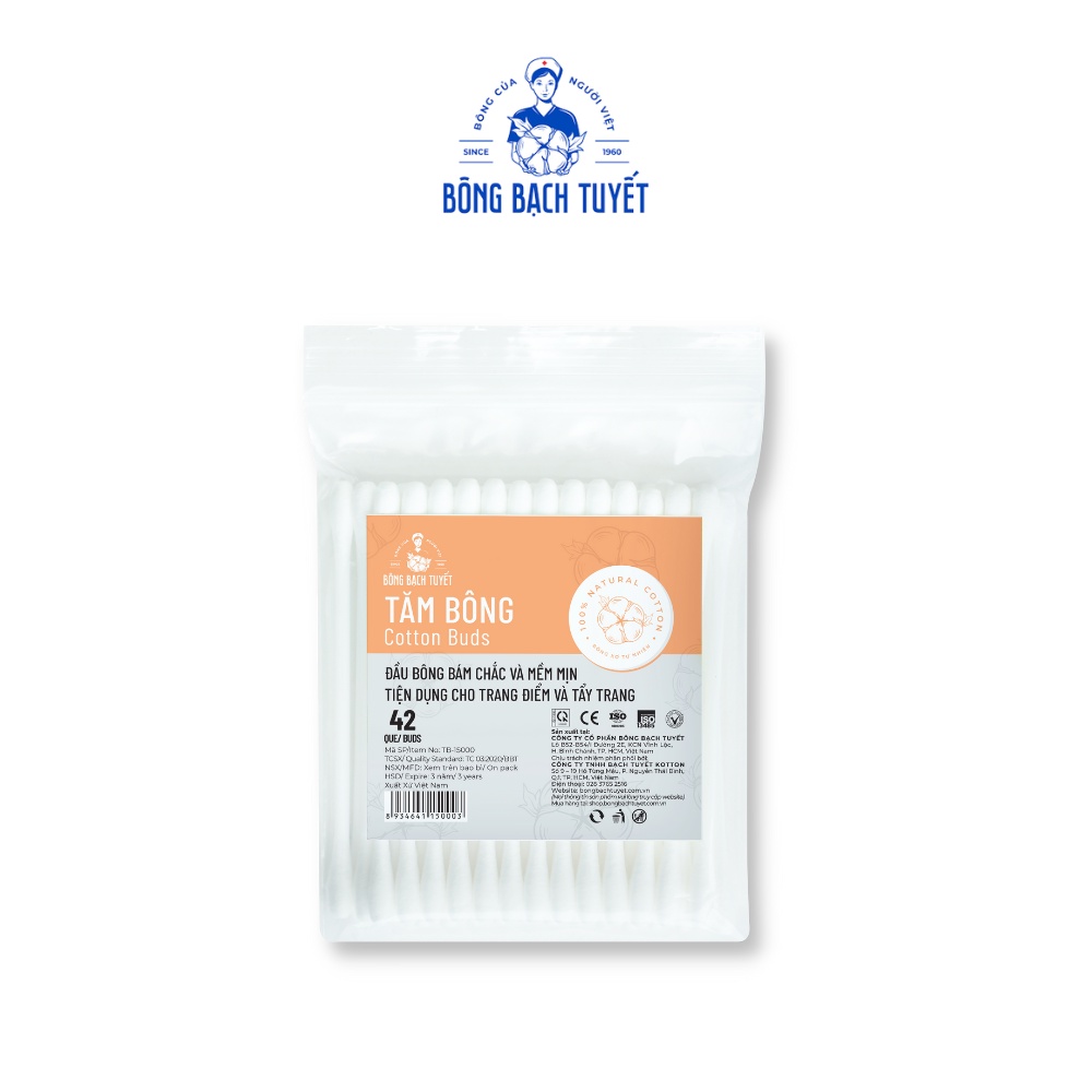 Combo 4 món Bông Bạch Tuyết: Tăm bông NL + Bông y tế 5G + Calla tròn mịn 30M + KF94 Đen