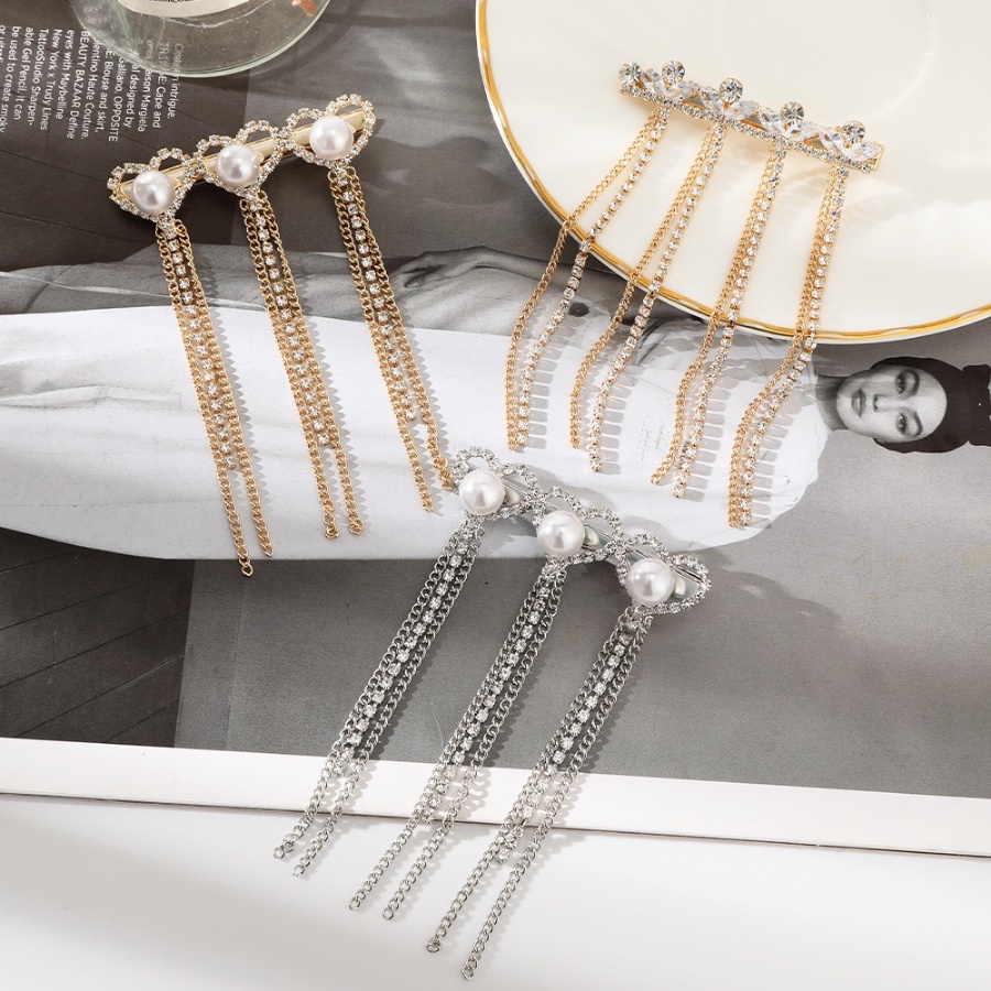 Kẹp Tóc Kim Loại Đính Ngọc Trai Nhân Tạo Thời Trang