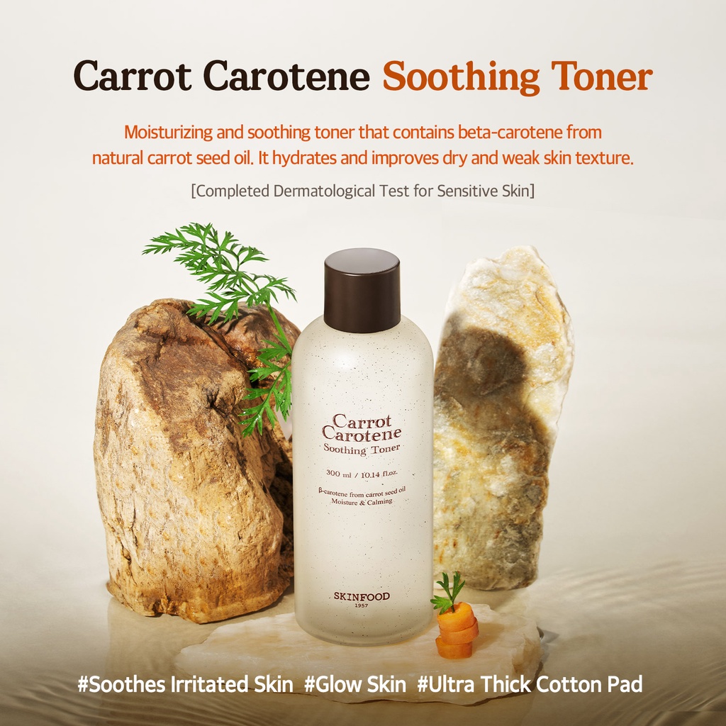 [SKINFOOD] Toner làm dịu da SKINFOOD Carrot Carotene Soothing Toner 300ml chiết xuất thiên nhiên