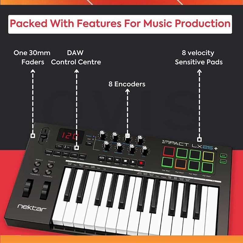 Đàn MIDI | Bàn điều khiển nhạc điện tử | Nektar Impact LX25+ Keyboard