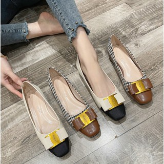  Giày búp bê nữ mũi tròn đế bằng charm nơ sang trọng- Dazzling Shoes-DA784 