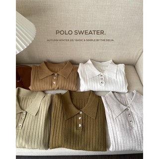 6825 ÁO LEN CỔ POLO 3 CÚC SỌC DỌC