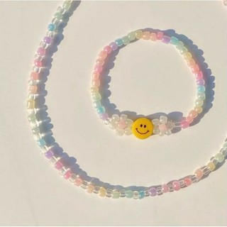 Choker, vòng tay hạt cườm flower and smiley