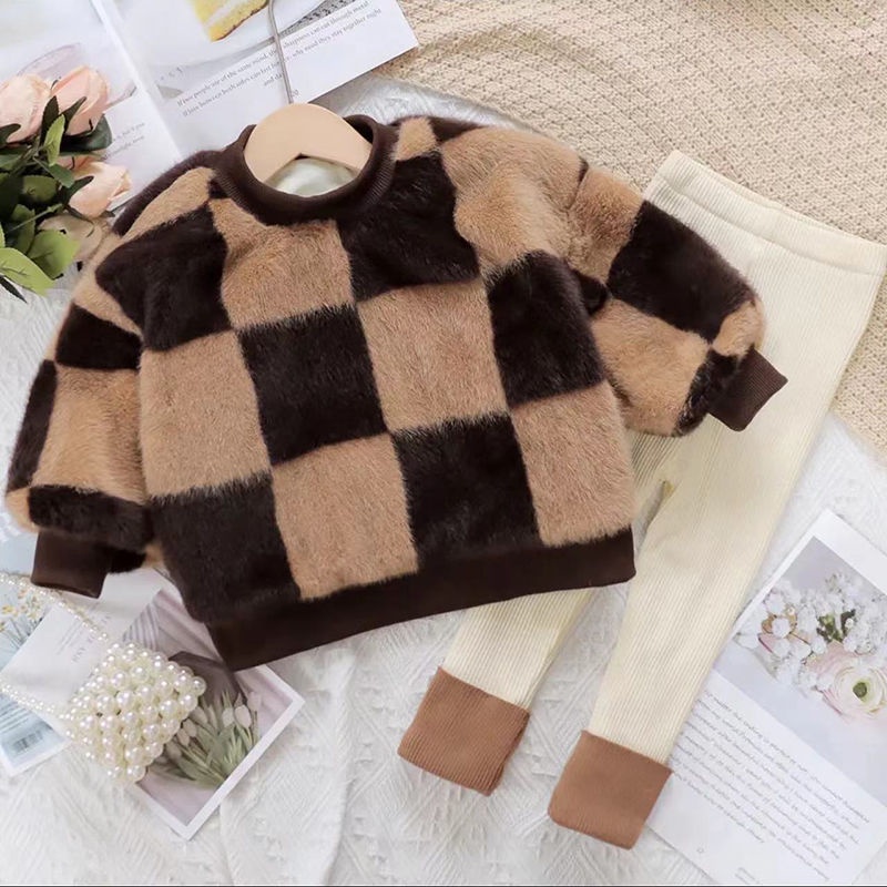 Áo Sweater Lót Lông Cừu Giữ Ấm Phong Cách Mới Thời Trang Thu Đông Dành Cho Bé Gái