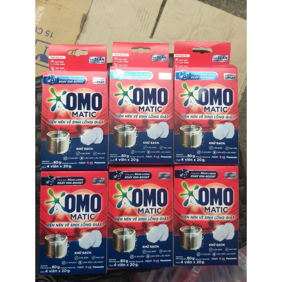 Hộp 4 viên nén vệ sinh lồng máy giặt OMO MATIC 80gr