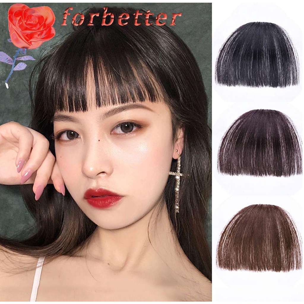 Kẹp tóc mái giả màu đen/nâu sợi chịu nhiệt thời trang nữ