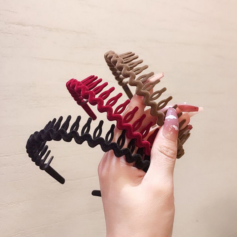 Băng Đô Cài Tóc Màu Trơn Không Trượt Họa Tiết Gợn Sóng Thời Trang Mùa Đông Hàn Quốc Cho Nữ dreamdiary