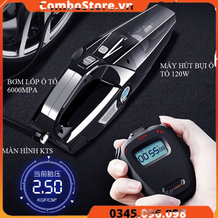 Máy hút bụi cầm tay xe hơi ô tô kiêm bơm lốp đa năng 4 trong 1