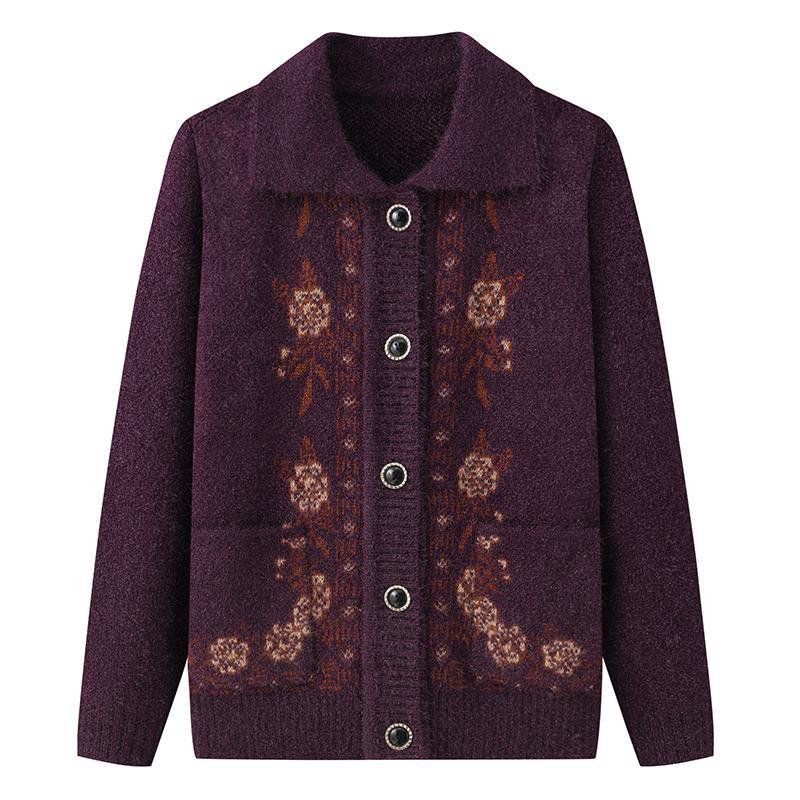 Áo Len Cartigan Thêu Hoa Trung Niên