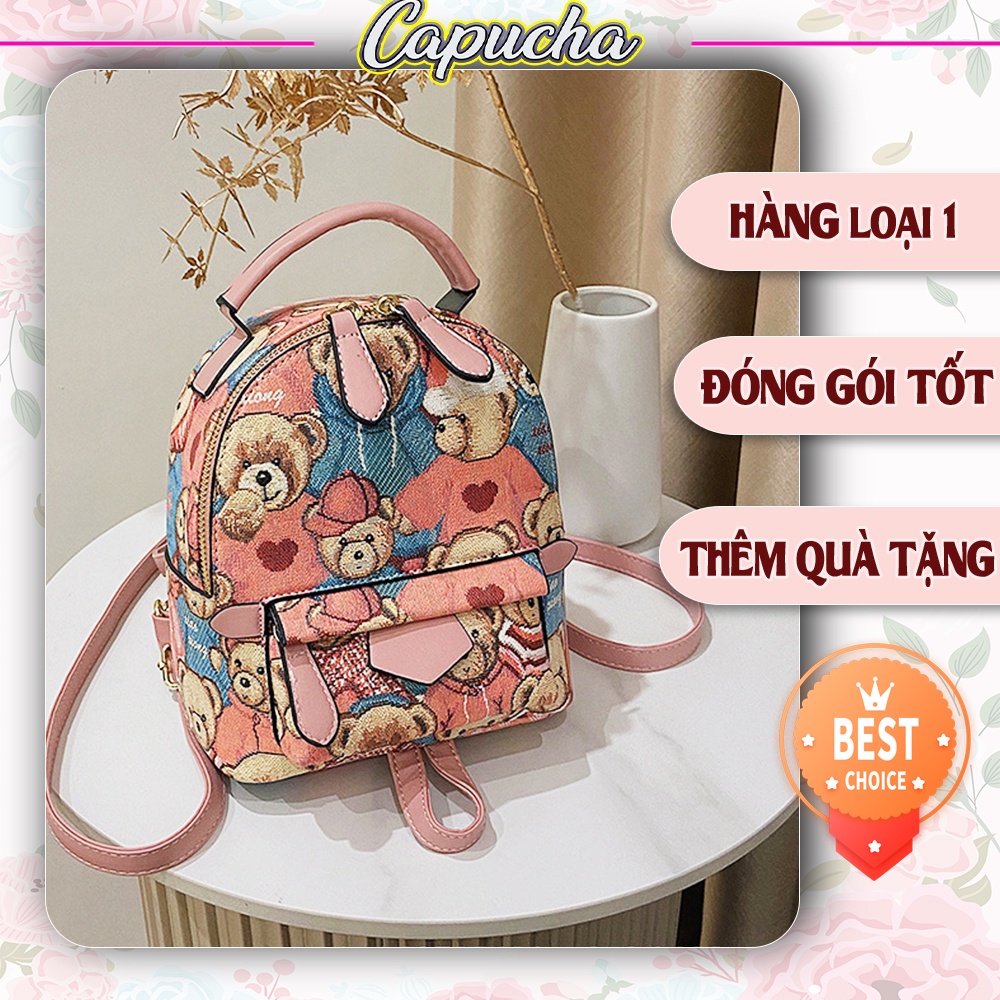 Balo nữ thời trang chất vải dệt hình gấu Nga cực xinh Capucha BL13