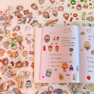 Hộp 100 miếng dán sticker trong suốt trang trí diy hình cô gái hoạt hình - ảnh sản phẩm 2