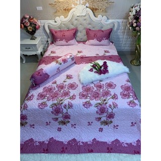 Bộ Ga Phủ Trần Bông 4 Món Vỏ Chăn Lồng Được Ruột MẪU MÓC ĐỎ Dành Cho Gia Đình Bạn