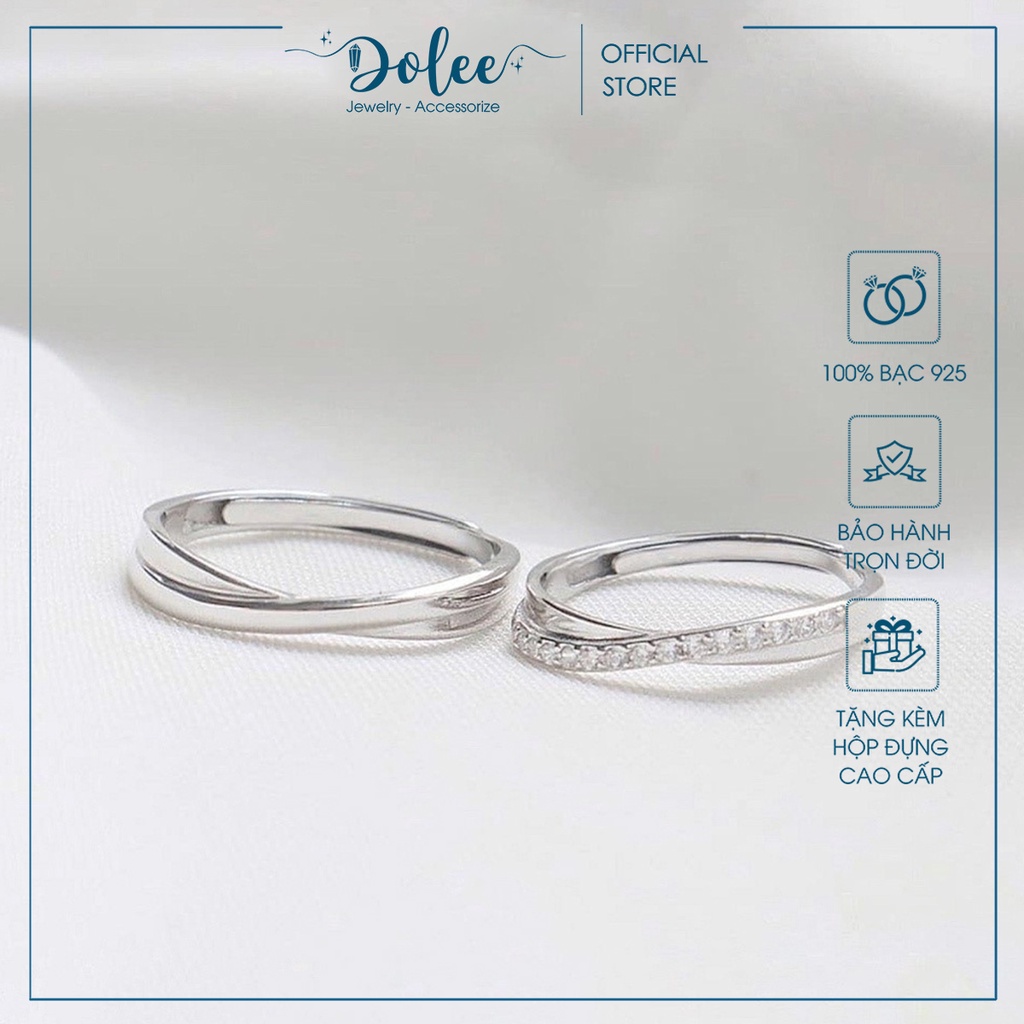 Nhẫn đôi nam nữ bạc 925 DoLee Silver, nhẫn cặp nam nữ đính đá lấp lánh Infinity