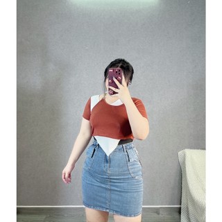 ÁO THUN TAY NGẮN PHỐI XÍCH [TNT SHOP BIGSIZE 60KG 90KG]