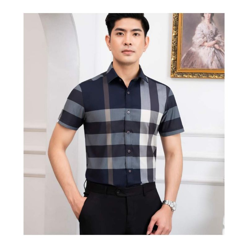 Áo sơ mi nam ngắn tay form Hàn Quốc chất lụa chống nhăn cao cấp