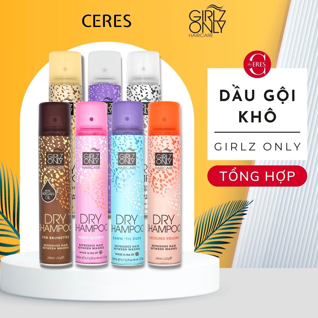 Dầu Gội Khô Girlz Only Xịt Tóc Gội Đầu Khô Dry Shampoo Không Bết Sạch Dầu Bồng Bềnh 200ml / Chai