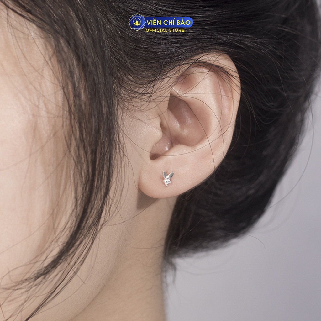 Bông tai bạc nữ chú thỏ đính đá chất liệu bạc 925 thời trang phụ kiện trang sức nữ Viễn Chí Bảo E0104