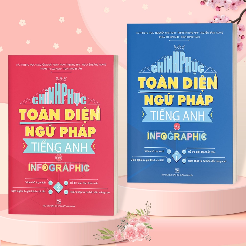 Combo Sách - Chinh Phục Toàn Diện Ngữ Pháp Tiếng Anh Bằng Infographic (Trọn bộ 2 cuốn Tập 1 và Tập 2)