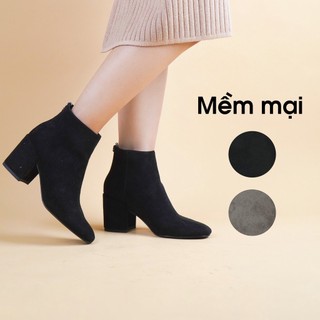 Giầy bốt nữ 7cm da lộn gót trụ vnxk