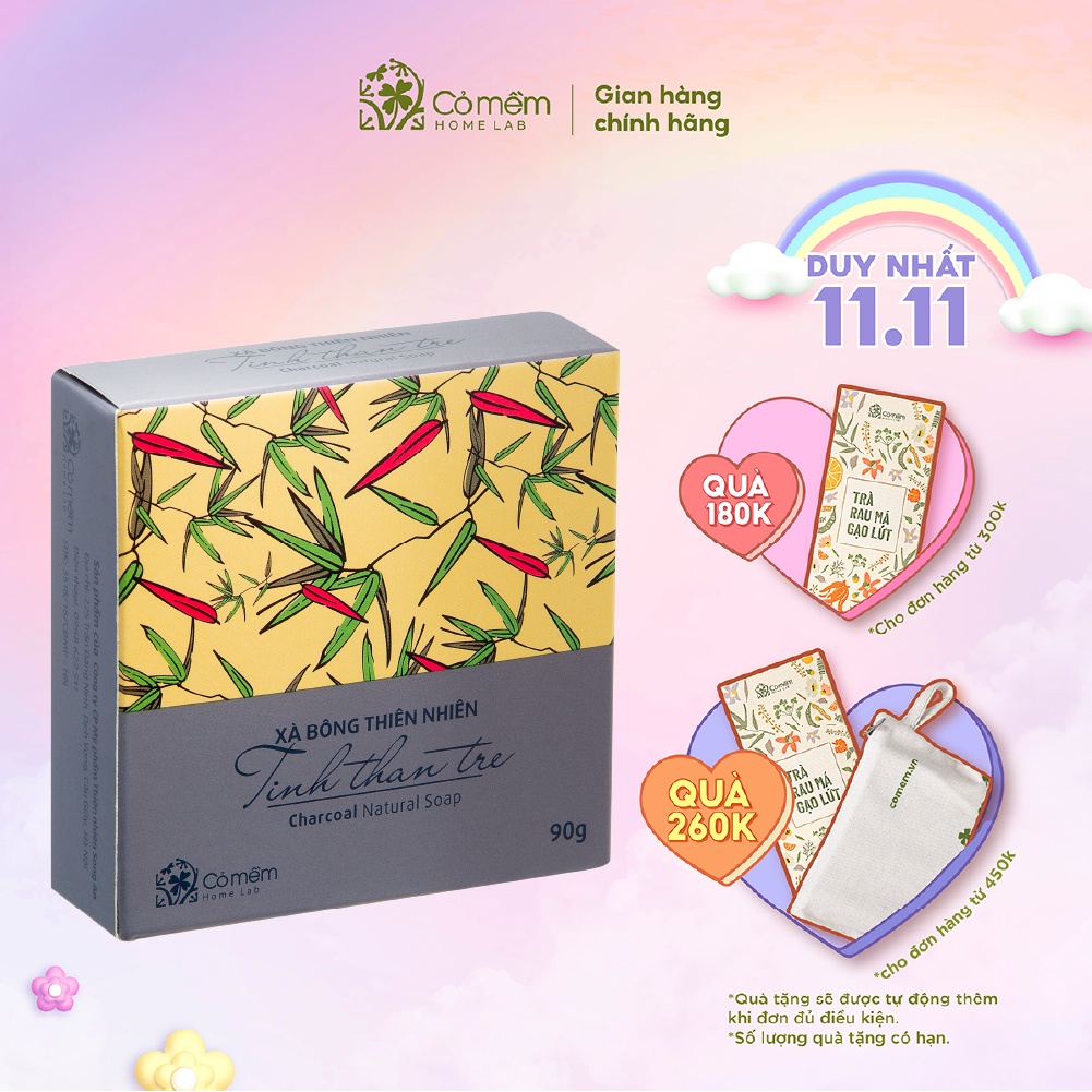 Xà Bông Thiên Nhiên Than Tre Thải Độc Da Cỏ Mềm 90g