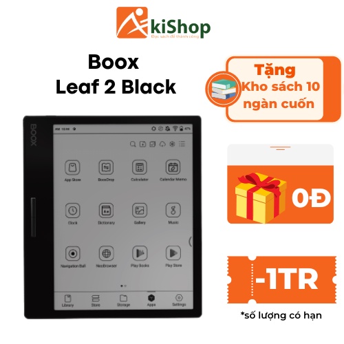 Máy đọc sách Boox Leaf 2 32GB đen chính hãng Akishop | BigBuy360 - bigbuy360.vn