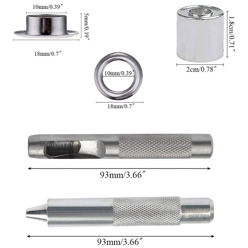 Set 100 Vòng Đệm 10mm Chuyên Dụng Cho Vật Liệu Da / Tarpaulin