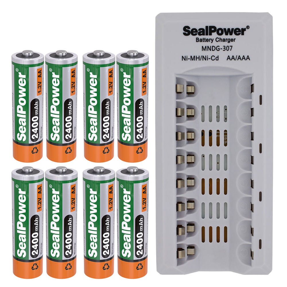Máy sạc SealPower MNDG-307,sạc thông minh tự ngắt,4 kênh đôi,kèm pin sạc AA 2400mAh/ AAA1000mA