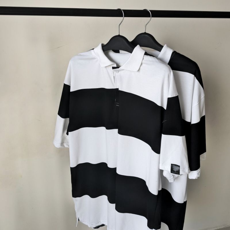 YOSICLUB ÁO POLO OVERSIZE SỌC