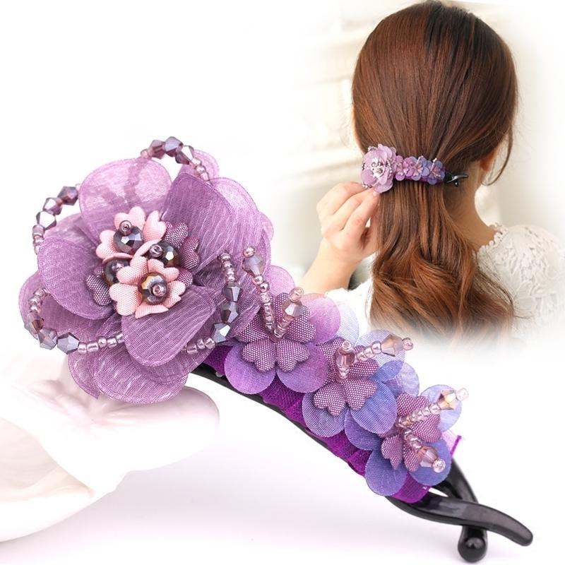 Kẹp Tóc Đuôi Ngựa Chống Trượt Hình Hoa Thời Trang Hàn Quốc