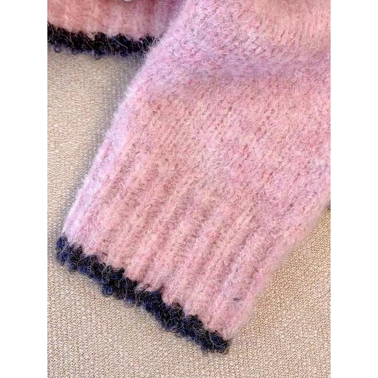 Áo Khoác Sweater Dệt Kim Màu Hồng Dễ Thương  tao bao