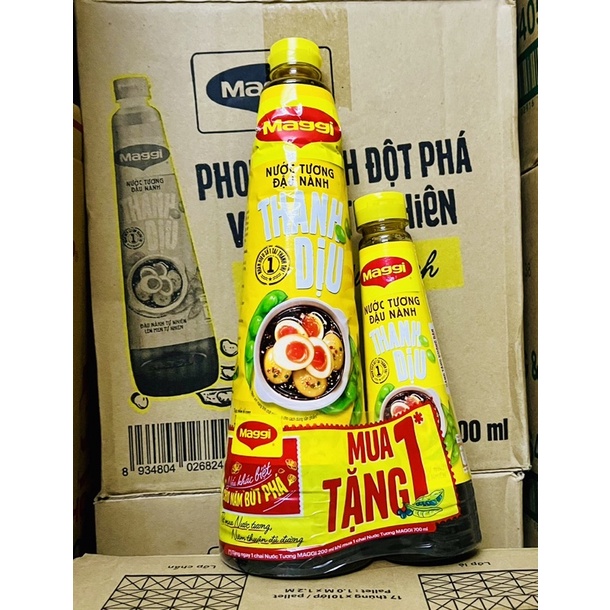 (TẶNG 1 CHAI 200ML CÙNG LOẠI) Nước tương đậu nành Maggi Thanh dịu/Đậm đặc chai (700ml)