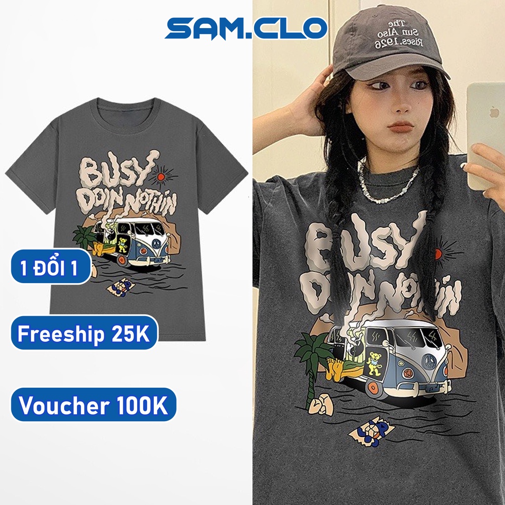 Áo thun nữ tay lỡ SAM CLO phông form rộng dáng Unisex - áo lớp, nhóm, couple CHUYẾN XE BUÝT DÃ NGOẠI