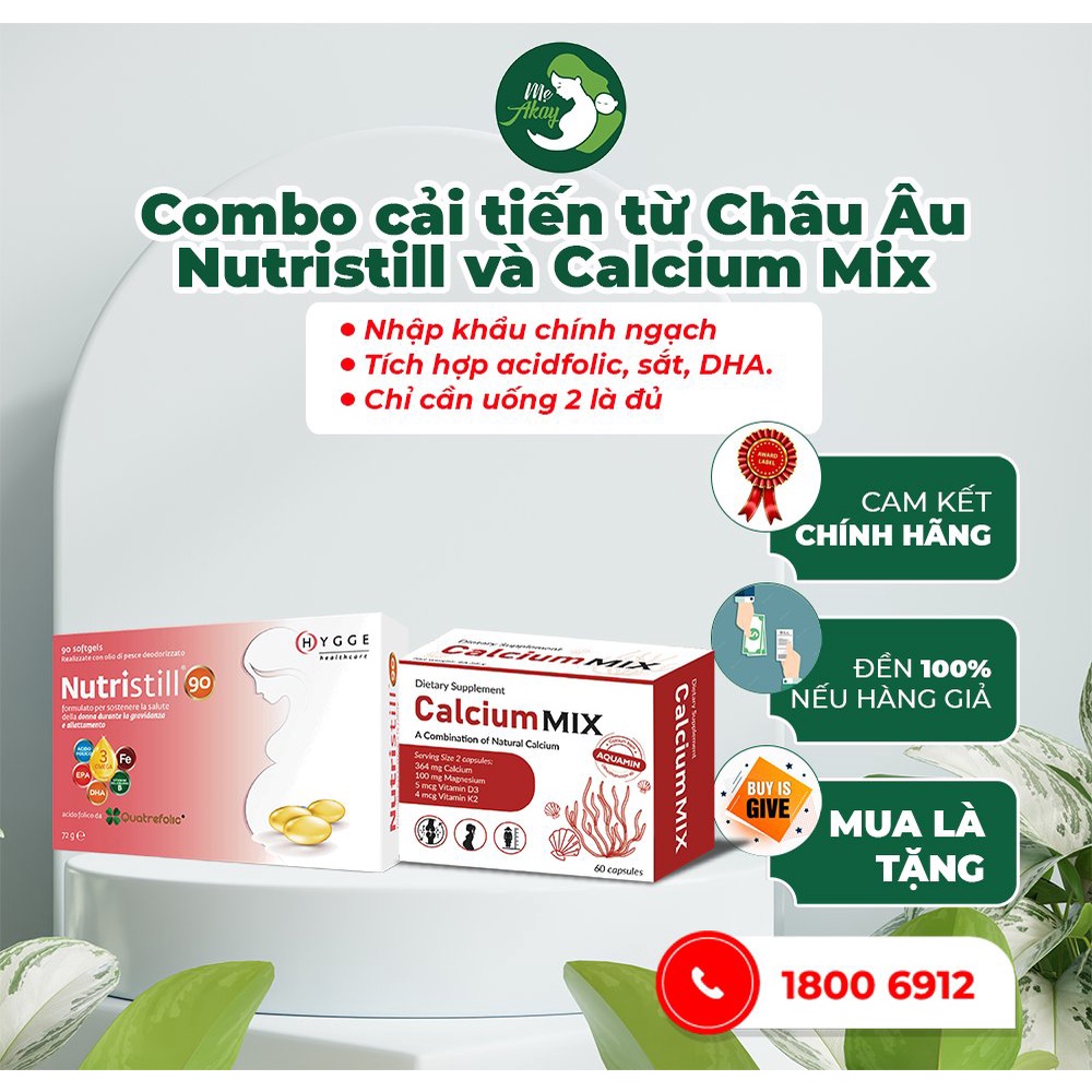 Combo vitamin bầu+canxi [Nhập khẩu EU] cải tiến cung cấp đủ vitamin và canxi cho mẹ bầu và mẹ sau sinh - Mẹ Akay