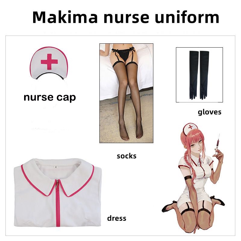 Anime Chainsaw Man Cosplay Makima Cosplay Mitaka Asa Yoshida Cosplay Costume Nurse Uniform Machima Demon Hunter Costume Halloween Carnival