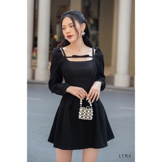 Váy nhung chéo thân ôm chiết ly tạo phồng LYRA thiết kế đi tiệc sang chảnh-LWTVD607