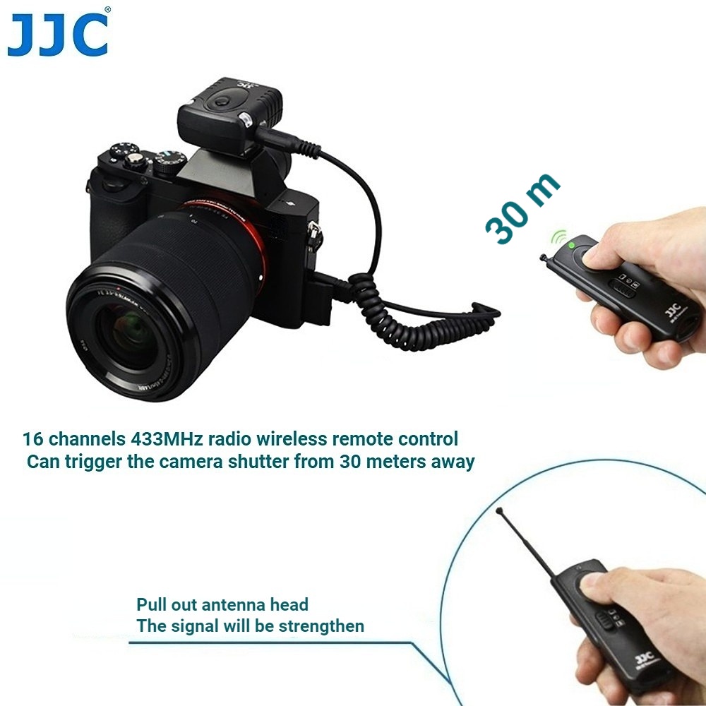 JJC RS-60E3 Điều Khiển Từ Xa Không Dây Vô Tuyến Phát Hành Màn Trập Khoảng Cách Dài 30 Mét Cho Máy Ảnh Canon EOS R10 R8 R7 R6 Mark II RP Ra R M5 M6 Mark II 850D 800D 760D 750D 700D 650D 600D 550D 500D 200D II 100D 90D 80D 77D 70D 60Da 60D 1500D 1300D 1200D