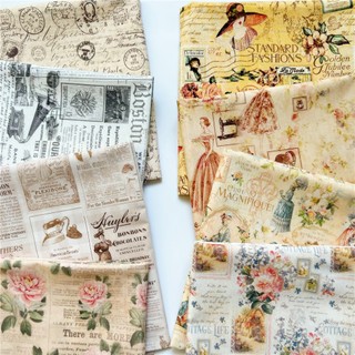 Tấm vải cotton in họa tiết hoa phong cách vintage châu âu dùng may vá diy