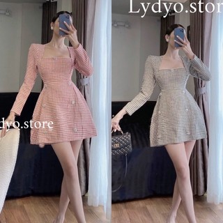 Váy dạ tweed zz, thiết kế xoè chân, charm đính đá