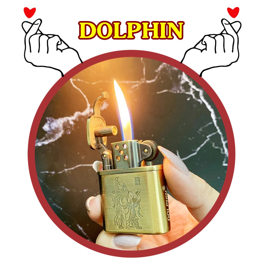 FREESHIP - bật-lửa-hộp-quẹt Dolphin cối gaz đá hình quan công cổ điển - HỎA TỐC