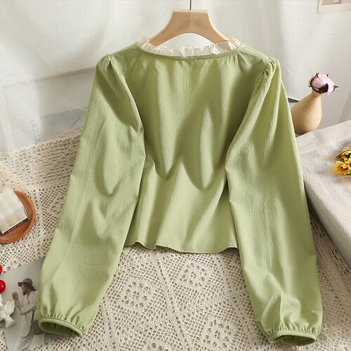 Áo kiểu công sở nữ kiểu dáng ulzzang tay dài thắt nơ nữ tính