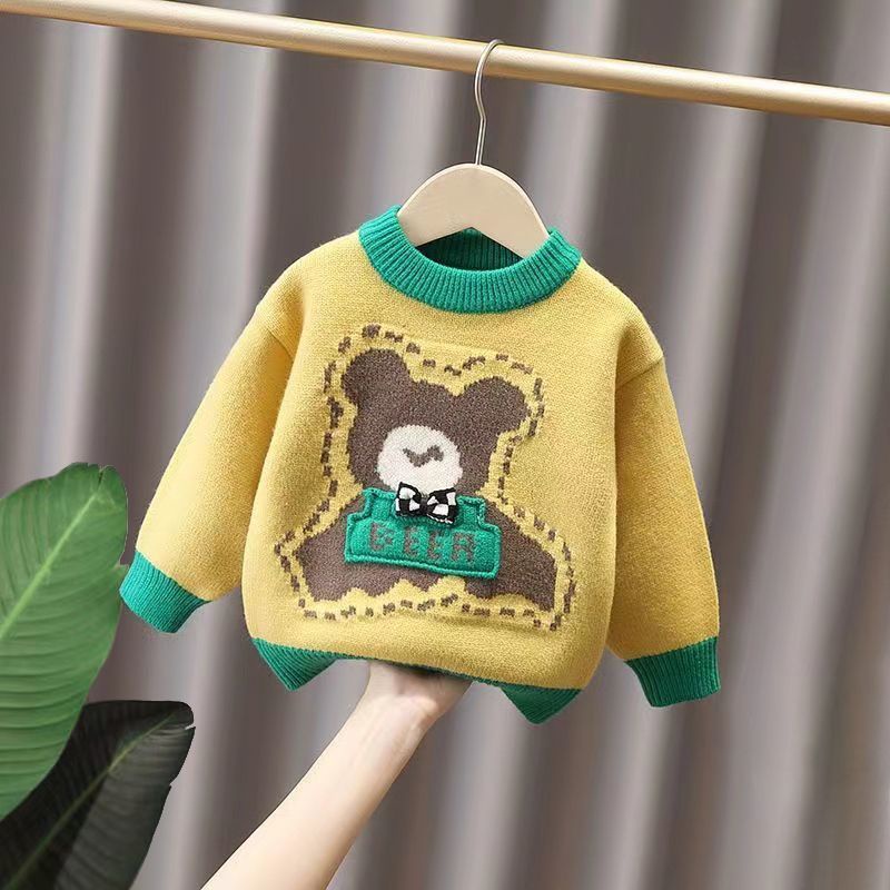 Áo Sweater Dệt Kim Lông Cừu Dày Dặn Phong Cách Hàn Quốc Thời Trang Thu Đông 2022 Cho Bé Trai