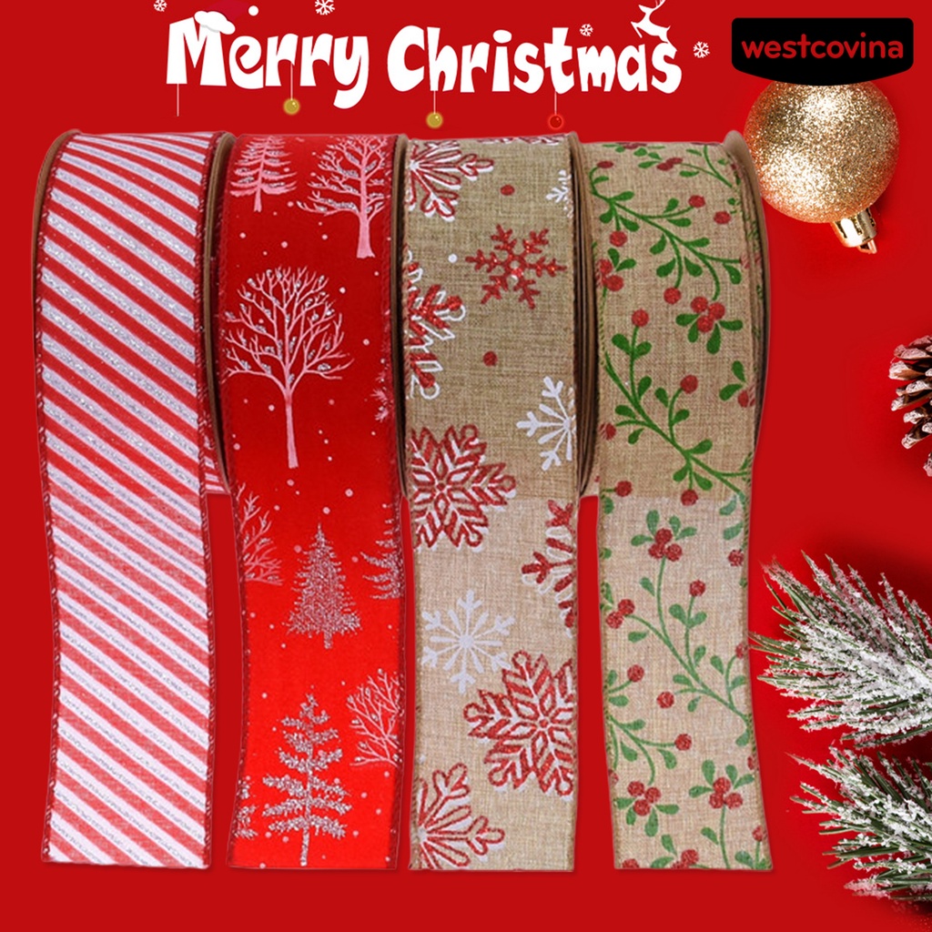 [Hot]☃Cuộn Dây Ruy Băng Dày 5cm In Họa Tiết Giáng Sinh Chống Rách Dùng Làm Quà Tặng DIY