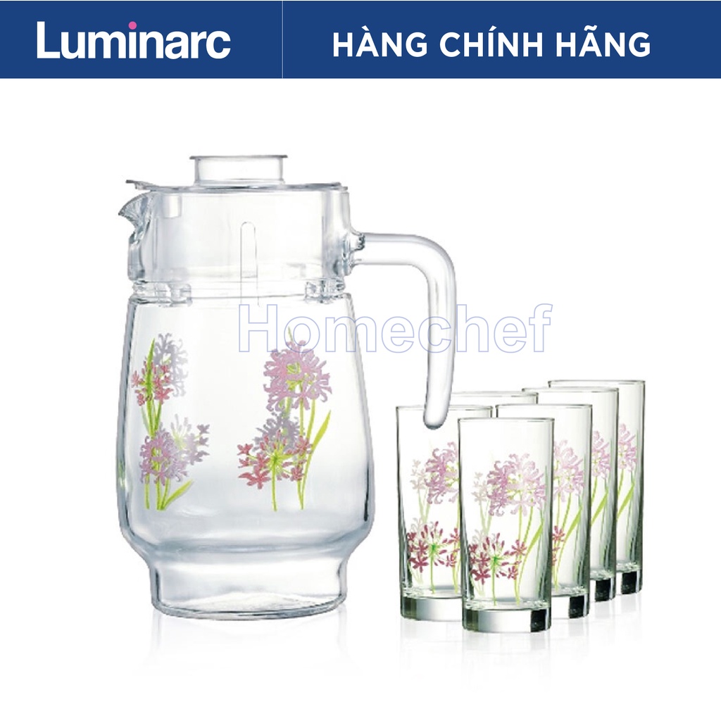Bộ bình cốc thủy tinh Luminarc 7 chi tiết - G5114, 1 bình và 6 cốc thủy tinh